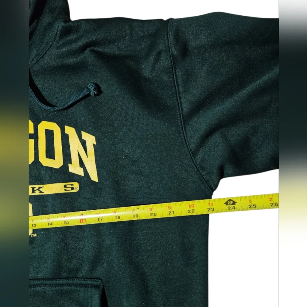 OVB Oregon Ducks NCAA Mens Medium Green Yellow Pullover Hooded Sweater Vintage